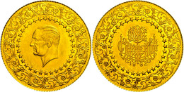 820 500 Piaster, Gold, 1962, Kemal Atatürk, Luxusprägung, Avers Etwas Berieben, Vz-st. Auflage Nur 1228 Stück!  Vz-st - Other & Unclassified