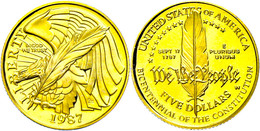 833 5 Dollars, Gold, 1987, Verfassung, KM 221, 7,5g Fein, Mit Zertifikat In Ausgabeschatulle Und Schachtel, PP.  PP - Sonstige & Ohne Zuordnung