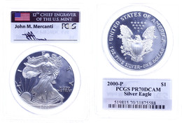 843 Dollar, 2000, P, Silver Eagle, In Slab Der PCGS Mit Der Bewertung PR70DCAM, Mercanti Label. - Sonstige & Ohne Zuordnung