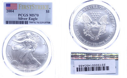 845 Dollar, 2004, In Slab Der PCGS Mit Der Bewertung MS70, First Strike, Flag Label. - Sonstige & Ohne Zuordnung