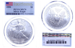 848 Dollar, 2006, Silver Eagle, In Slab Der PCGS Mit Der Bewertung MS70, First Strike, Flag Label. - Sonstige & Ohne Zuordnung