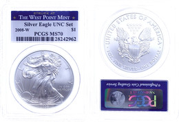 851 Dollar, 2008, W, Silver Eagle, In Slab Der PCGS Mit Der Bewertung MS70, UNC Set, West Point Mint Label. - Sonstige & Ohne Zuordnung