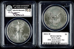 860 Dollar, 2011, W, Silver Eagle, In Slab Der PCGS Mit Der Bewertung MS70, 25. Jubiläum Set, First Strike, John M. Merc - Sonstige & Ohne Zuordnung