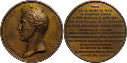 1093 Frankreich, Karl X., Bronzemedaille (Durchmesser Ca. 52mm, 61,02g),1825, Von F. Gayrard, Auf Die Brücke über Die Rh - Sonstige & Ohne Zuordnung