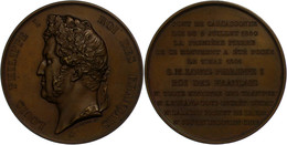 1097 Frankreich, Louis Philippe I., Bronzemedaille (Durchmesser Ca. 52mm, 61,64g),1841, Von Barre, Auf Die Pont Carcasso - Autres & Non Classés