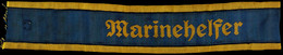 1179 Marine-HJ Ärmelband "Marinehelfer", Gelb Gewebt Auf Blauem Grund, Oben Und Unten Mit Goldener Litze, Länge Ca. 27 C - Sonstige & Ohne Zuordnung