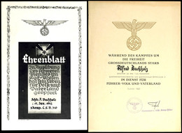 1226 Ehrenblatt Eines Schützen Verstorben Am 17. Jan. 1942 Und "Heldentod"-Urkunde, Beides Zustand II.  II - Documents