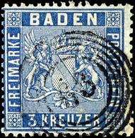 1254 3 Kreuzer Veilchenblau Mit Fünfringstempel "68", Kabinett, Fotobefund Stegmüller BPP, Mi.250.-, Katalog: 10c O - Sonstige & Ohne Zuordnung