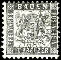 1259 1 Kr. Grauschwarz, Zentrisch K2 "NECKARGEMÜND 8 SEP.", Mi. 380.-, Katalog: 17c O - Sonstige & Ohne Zuordnung