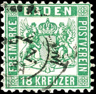 1265 18 Kreuzer Grün, Gestempelt, Leicht Falzhell, Fotokurzbefund Stegmüller BPP, Mi. 700.-, Katalog: 21a O - Sonstige & Ohne Zuordnung