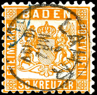 1267 30 Kreuzer Dunkelgelblichorange, Klar Gestempelt Mit Einkreisstempel "LAHR 2 MRZ 10-12V" Und Blauem Grenzübergangss - Sonstige & Ohne Zuordnung