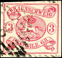 1340 3 Sgr. Rosa, Allseits Breitrandig, Gestempelt, Kleine Helle Stelle, Gepr. Lange BPP, Mi. 280,-, Katalog: 12Aa O - Sonstige & Ohne Zuordnung