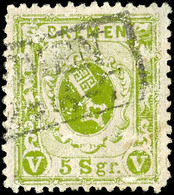 1354 5 Sgr. Dunkelgrünlicholiv, Gestempelt Mit Ra2 "BREMEN", Vs. Behandlungsspuren Und Kleine Mängel, Fotobefund Neumann - Bremen