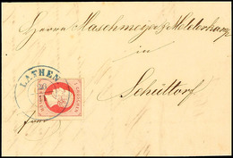 1375 "LATHEN 26/11" (1863) Blauer Dkr. Auf 1 Gr. Lilarot, Allseits Breit- Bis Vollrandig Auf Brief Nach Schüttorf, Fotob - Hannover