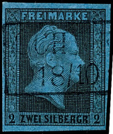 1445 2 Silbergroschen Auf Blau, Allseits Vollrandig Mit Ortsstempel (Ra2), Katalog: 3 O - Other & Unclassified