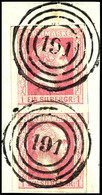 1450 1 Silbergroschen Rosa Senkrechtes Paar, Voll- Bis überrandig "191" Auf Briefstück, Katalog: 6a BS - Sonstige & Ohne Zuordnung