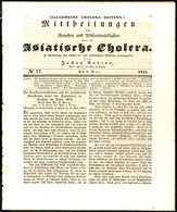 1502 1832, 9. Mai, "Allgemeine Cholera-Zeitung", Leipzig Mit Berichten über Den Stand Der Choleraerkrankungen In Sachsen - Sonstige & Ohne Zuordnung