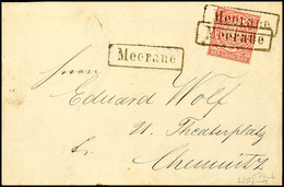 1508 "MEERANE", Schwarzer R1 Auf Brief Mit 1 Gr. NDP 3mal Klar Abgeschlagen U. Auf Postkarte, Frankiert Mit 1/2 Gr. Brus - Saxony