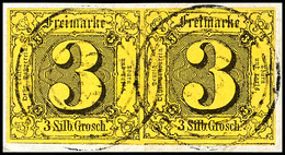 1531 3 Sgr. Auf Hellgelb, Waagerechtes Paar Auf Briefstück, Jede Marke Zentrisch Gestempelt Mit Vierringsstempel 326 Von - Sonstige & Ohne Zuordnung