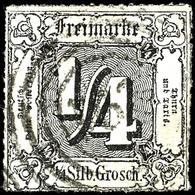 1564 1/4 Sgr. Schwarz Auf Weiß Farblos Durchstochen, Zentrisch Gestempelt Mit Vierringstempel 291 Von Gera, Für Diese Au - Sonstige & Ohne Zuordnung