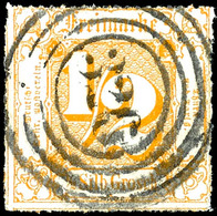 1565 1/2 Sgr. Orange Farblos Durchstochen, Zentrisch Gestempelt Mit Vierringstempel 326 Von Oehrlinghausen, Allseits Vol - Sonstige & Ohne Zuordnung