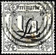 1572 1/4 Sgr. Farbig Durchstochen, Zentrisch Und Leicht Gestempelt Mit Vierringstempel 231 Von Eisenach, Allseits Vollst - Sonstige & Ohne Zuordnung