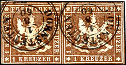 1603 1 Kr. Braun Im Waagerechten Paar Mit Zwei Klaren DKr. DORNSTETTEN 1.8.1860, Unten Leicht Tangiert Bzw. Winzig Anges - Sonstige & Ohne Zuordnung