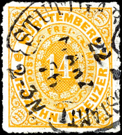 1643 14 Kr. Gelborange Mit Hufeisenstempel STUTTGART K.W. POSTAMT 22.MÄRZ.76, Pracht, Interessante Verwendung Aus Der Pf - Sonstige & Ohne Zuordnung