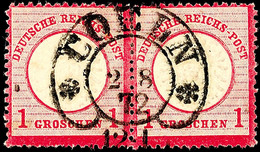 1722 "COELN * * 2 8 72" - (Spalink 4-2N1), Klar Und Zentrisch Auf Waagerechtem Paar 1 Groschen Großer Schild, Lilarot, K - Sonstige & Ohne Zuordnung