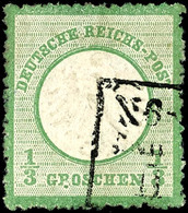 1741 1/3 Groschen Gelblichgrün, Kleiner Schild, Allseits Raue Zähnung, Plattenfehler II, Sauber Gestempelt Mit Teilabsch - Sonstige & Ohne Zuordnung