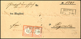 1748 1/2 Groschen Ziegelrot, Waager. Paar, Mit Preußen - Ra2 "KOZMIN 27.2." (1872) Auf Portopflichtiger Dienstsache Nach - Sonstige & Ohne Zuordnung