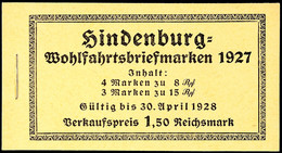 2657 Hindenburgspende 1927, Markenheftchen 24.1A, Postfrisch, Mi. 320.-, Katalog: MH24.1A ** - Markenheftchen