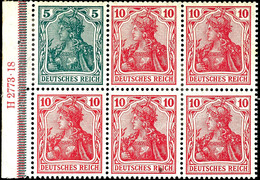 2686 Germania 1917/1918, 5 Pfg (1) Und 10 Pfg (5), Heftchenblatt Mit Hausauftragsnummer "H 2773.18", Mittlere Marke Unte - Sonstige & Ohne Zuordnung