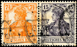 2708 Germania 1917/18, 7 1/2 Pfg Germania Orange + 15 Pfg  Germania Grauviolett, Waagerechter Zusammendruck, Tadellos Ge - Sonstige & Ohne Zuordnung
