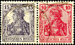 2712 15+10 Pf., Germania, Waager. Zusammendruck, Gestempelt, Gepr. Infla, Mi. 250,-, Katalog: W13aa O - Sonstige & Ohne Zuordnung