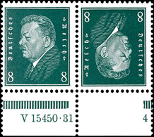 2733 Reichspräsidenten 1928, 8 Pfg Kehrdruck Mit Unterrand Und HAN "V 15450.31 4", Tadellos Postfrisch, Unsigniert, Mi.  - Sonstige & Ohne Zuordnung