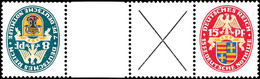 2736 Nothilfe 1928: 8 Pfg Wappen + Z + X +15 Pfg Wappen, Waagerechter Kehrzusammendruck, Tadellos Ungebraucht, Mi. 1.800 - Sonstige & Ohne Zuordnung