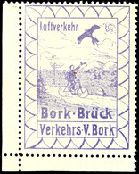 2798 1912, Flugmarke Für Bork-Brück, Unikat In Postfrischer Erhaltung - Eckrandstück Unten Links, Im Michel Ist Die Mark - Luft- Und Zeppelinpost