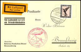 2817 1929, Orientfahrt, Auflieferung Friedrichshafen Mit Best.-Stempel Type I, Karte Mit 1 M. Steinadler, Pracht, Katalo - Sonstige & Ohne Zuordnung