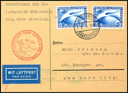 2826 Südamerikafahrt 1930, Bordpost Bis Lakehurst, Karte Mit Zwei 2 M. Südamerikafahrt Mit LUFTSCHIFF GRAF ZEPPELIN 19.5 - Sonstige & Ohne Zuordnung