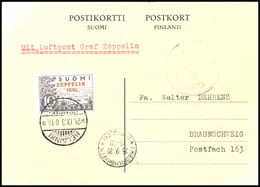 2833 Ostseefahrt 1930, Finnische Post, Karte Mit Zeppelin-Sondermarke Von HELSINKI 24.IX.30 Nach Braunschweig Mit Entspr - Sonstige & Ohne Zuordnung