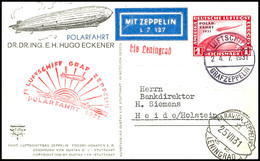 2843 Polarfahrt 1931, Bordpost Bis Leningrad, Bildpostkarte Mit 1 M. Polarfahrt Mit LUFTSCHIFF GRAF ZEPPELIN 24.7.1931 N - Sonstige & Ohne Zuordnung