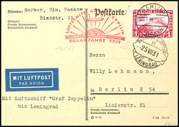 2850 1931, Polarfahrt, Auflieferung Berlin Bis Leningrad, Karte Mit 1 RM. Polarfahrt Gestempelt BERLIN 5.7.31 Nach Berli - Sonstige & Ohne Zuordnung