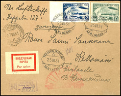 2852 Polarfahrt 1931, Russische Post, Auflieferung Leningrad, R-Brief Mit 35 Kop. Und 2 R. Zeppelinmarken, Letztere Mit  - Sonstige & Ohne Zuordnung