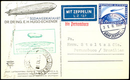 2854 1931, 1. Südamerikafahrt, Bordpost, Fotokarte Mit 2 RM. Zeppelin Vom LUFTSCHIFF GRAF ZEPPELIN 31.8.1931 Nach Pernam - Sonstige & Ohne Zuordnung