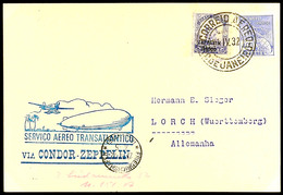 2858 1932, 3. SAF, Brasilianische Post, Postkarte Mit Zeppelinmarke Zu 1.500 Reis, Gute Erhaltung, Katalog: 151A BF - Sonstige & Ohne Zuordnung