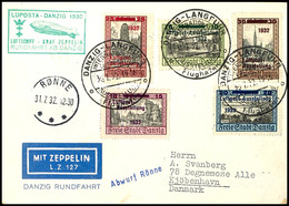 2860 1932, LUPOSTA-Fahrt, Danziger Post, Rundfahrt, Abwurf Rönne, Sonderpostkarte Mit Komplettem LUPOSTA-Satz Mit Ausste - Sonstige & Ohne Zuordnung