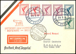 2867 1933, Italienfahrt, Bordpost, Abwurf Neapel, Karte Mit 5-20 Pfg Luftpost, Teils Mehrfach, Vom LUFTSCHIFF GRAF ZEPPE - Sonstige & Ohne Zuordnung