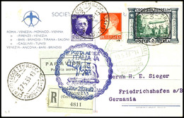 2869 Italienfahrt 1933, Italienische Post, R-Bildpostkarte Mit 3 L. Zeppelinmarke Und Zusatzfrankatur Mit Tagesstempel R - Sonstige & Ohne Zuordnung