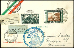 2870 1933, Italienfahrt, Italienische Post, R-Brief Mit 5 L. Zeppelin-Marke Mit Postsonderstempel ROMA / POSTA AEREA - Z - Sonstige & Ohne Zuordnung